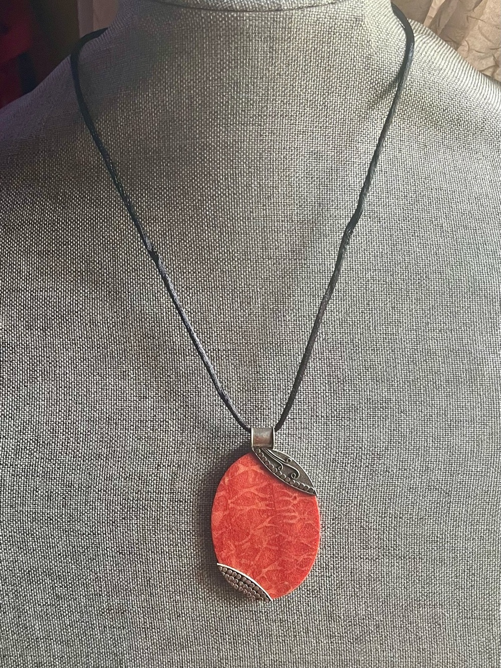 Vintage 926 Sterling Silver Sponge Coral Pendant